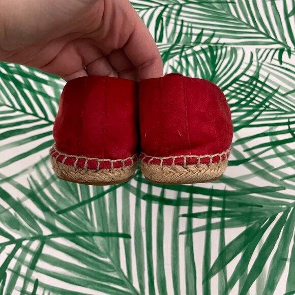 Tory Burch Ruby Red Suede Logo Espadrille Flats Size 10.5 - Picture 6 of 9